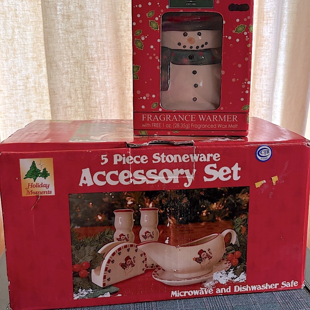 Christmas Snowman Stoneware set + Fragrance warmer